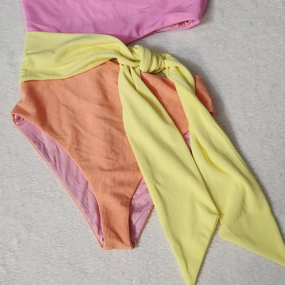 New!Beach Riot Carlie Fruity Colorblock One Piece Swimsuit - Picture 7 of 13